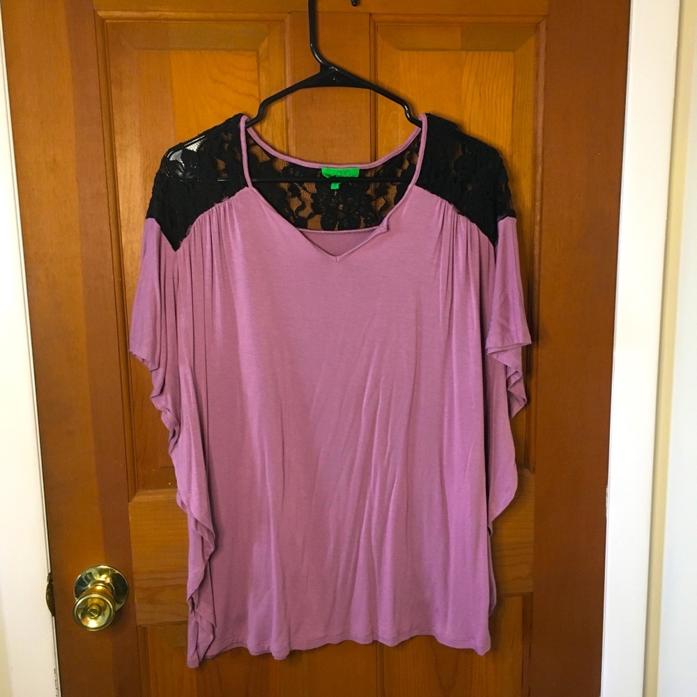 LOGO Pink V-Neck Blouse with Lace Detail